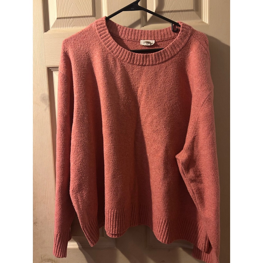 A New Approach ANA Womens XXL Coral Pink Crewneck Knit Sweater Long Sleeve Cozy
